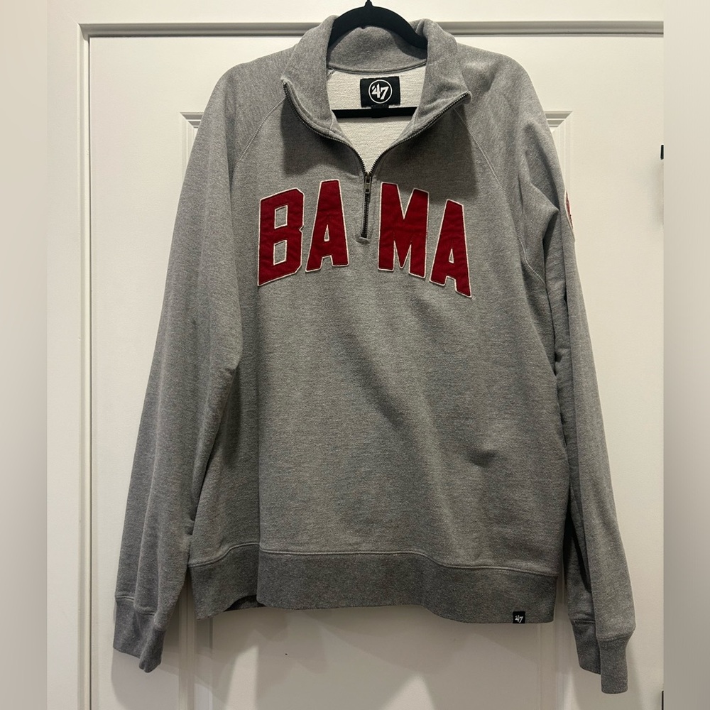 Alabama “Bama” unisex grey and red quarter zip sweatshirt